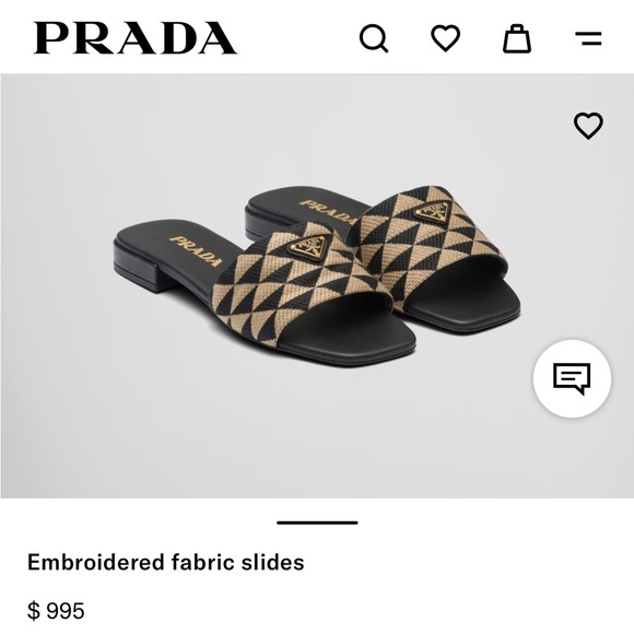 Like New PRADA Embroidered Triangle Logo Slides Sandals Mules size 37 EU / 7 US - Picture 2 of 11